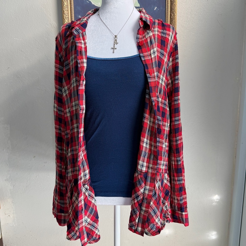 Como Vintage Red and Blue Plaid Shirt